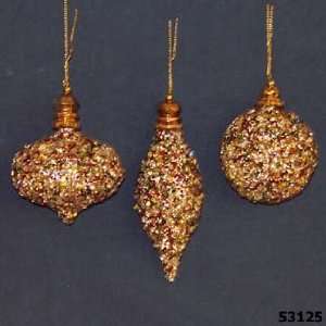 Gold Beaded & Sequined Ball Shaped Christmas Ornament  