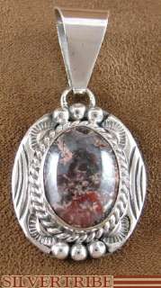 Poppy Jasper Navajo Indian Silver Slide Jewelry Pendant  