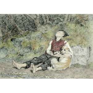  His Only Friend Etching Riviere, Briton Steele, L J 