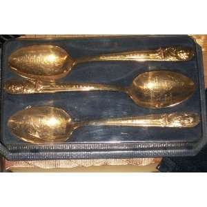 Wm. Rogers & Co. Gold Plated President Commerative Spoon Set of 3 in 