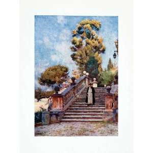  1905 Color Print Steps Church Domenico Sisto Religion Rome 