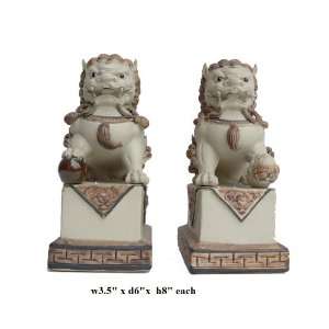  Pair of Chinese Ceramic Brown Fu Dog Figure As1124