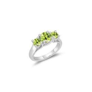  1.79 Cts Peridot Three Stone Ring in 14K White Gold 4.5 