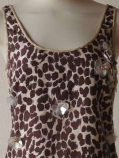 NWT J Crew tan & brown animal leopard print sequined flower blouse top 