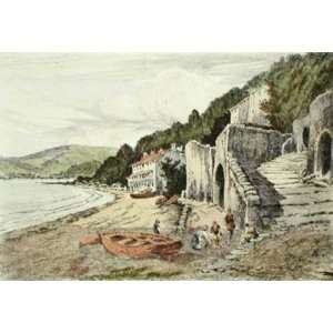 Clovelly, Devon Etching , Topographical Engraving Intaglio  