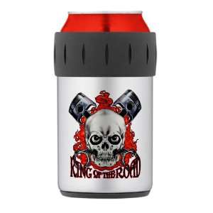  Thermos Can Cooler Koozie King of the Road Skull Flames 