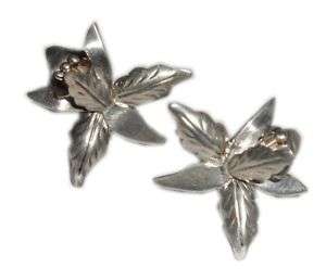 Vintage Orchid Taxco Mexico Sterling silver Earrings  