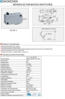 SC799 C  SZM V16 FA 63 Microwave Door Interlock Switch Lot of 1 pc 