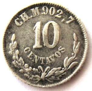 MEXICO 1884 CH M 10 Centavos KM403.1   Scarce  