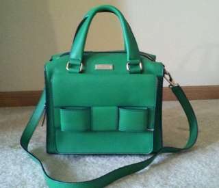 NWT Kate Spade Bow Bridge Kennedy Leather DARK SPEARMINT Handbag Green 