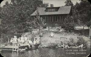 CLOYNE ONTARIO Loon Lake Lodge FISHING DOCK SCENE Old Postcard  