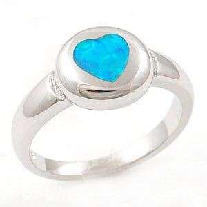 925 Sterling Silver Heart Opal Cocktail Ring #6 10639  