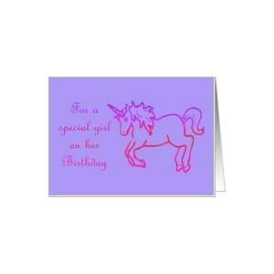   Birthday Unicorn For a special girl on her Birthday Card Toys & Games