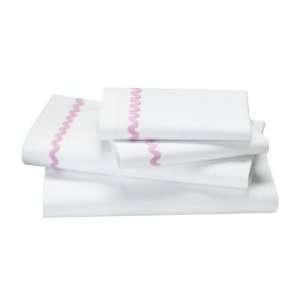   White with Pink Trim Sheet Set, Fu Pi Ricrac Sht Set