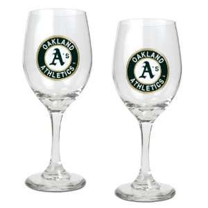 Oakland Athletics MLB 2pc Wine Glass Set   Primary Logo 