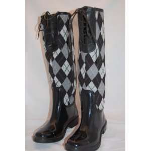   CHECK PRINT RUBBER BOOTS . Size 39 (Imported, UK)