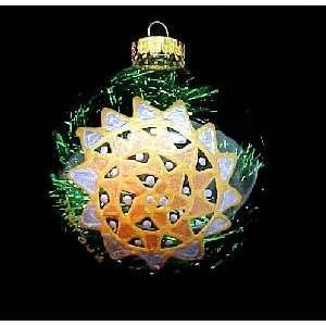  Sea Shell Shimmer Design   Heavy Glass Ornament   3.25 