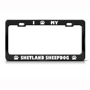 Shetland Sheepdog Dog Dogs Black Metal license plate frame 