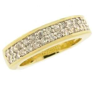   925 Clear CZ Gold Vermeil Plated Wedding Band Ring, 7.5 Jewelry