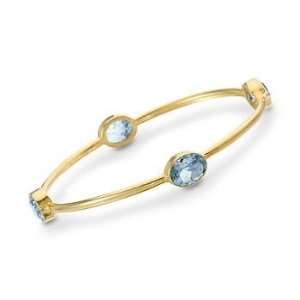  11.50 ct. t.w. Blue Topaz Bangle Bracelet In Vermeil. 7 Jewelry