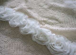 shabby white flower sewing applique lace trim  per 1yd14  