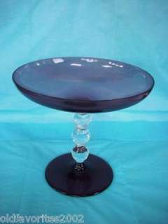 Elegant Glass Amethyst and Crystal Comport Compote  