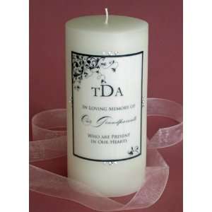  Personalized Memorial Candle with Corner Leaf Design