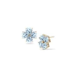  0.01 Cts Diamond & 3.36 Cts Aquamarine Earrings in 14K Yellow 