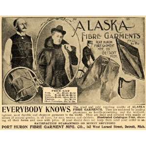  1896 Ad Port Huron Fibre Garment Mfg. Co Alaska Clothes 