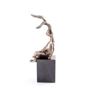   Abstract Sitting Rabbit Hare Sculpture Marble Base New