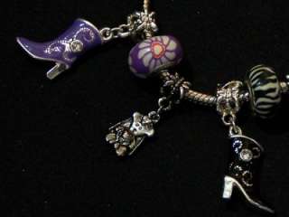 Snake Chain Bracelet with 3 Ceramic/5 Dangle Spacer beads China 