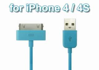 1M USB 2.0 Blue Color DATA SYNC CHARGER CABLE FOR i Phone 4,4S,i Pod 