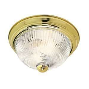 Nuvo SF76/097 15 Inch Polished Brass Flush Dome with Frosted Ribbed 