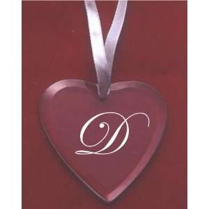  Glass Heart Ornament with the letter D 
