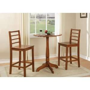East West Furniture L3 BRN W Lily Pub 3 pc Set  Round Table with 2 
