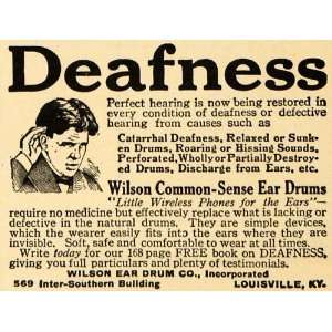  1921 Ad Wilson Common Sense Ear Drum Hearing Device 