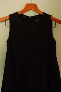   Black Cotton & Silk A LINE Curved Seamed Dress Sz 6 GORGEOUS   