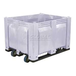 Pallet Container Solid Wall W/ 6inch Casters 48x40x31 Gray 1500 Pounds 