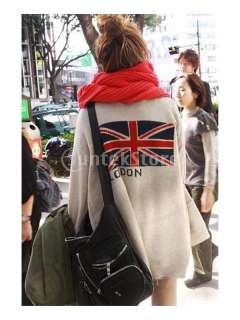 Charming Lady Union Jack Knitted Jumper Cardigan Sweater Coat 