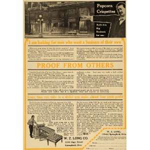 Ad W. Z. Long Popcorn Crispette Business Machines   Original Print Ad 