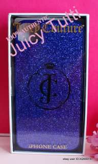 RARE* Juicy Couture BLUE JC CREST Logo CANDY GLITTER Iphone 4 4S Case 