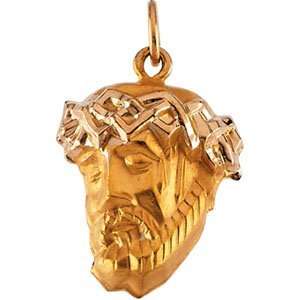   Gold 19.00X14.50 mm Head Of Jesus W Crown Pendant CleverEve Jewelry