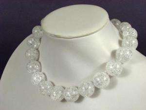 Necklace Cracky White Quartz 20mm Round Beads  