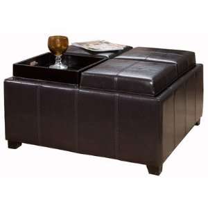  BEST Four Sectioned Espresso Leather Cube Storage Ottoman 