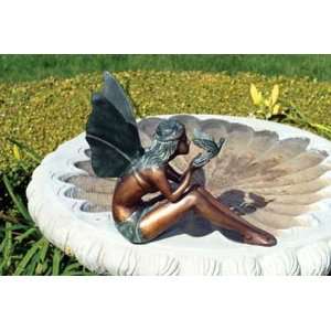  12 Bronze Garden Fairy w/ Bird