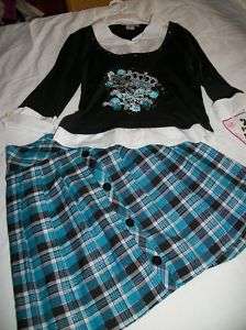 NWT NEW GIRLS 2PC SCHOOL GIRL PLAID OUTFIT SET 16  