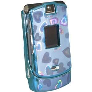  Xcite Reflective Blue Hearts Snap On Shell For Motorola 
