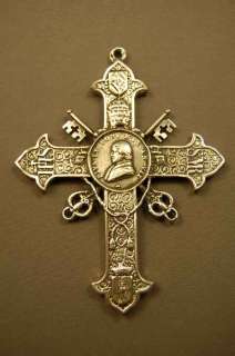 Pope Pius IX Pectoral Cross + All Silver + (Rare) + chalice co 