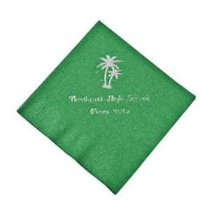  Personalized Palm Tree Green Beverage Napkins   Tableware 