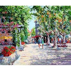    Kerry Hallam   St. Tropez Marketplace Oil on Canvas